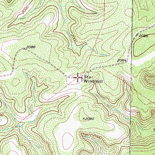 Topographic Map of Star Windmill, TX