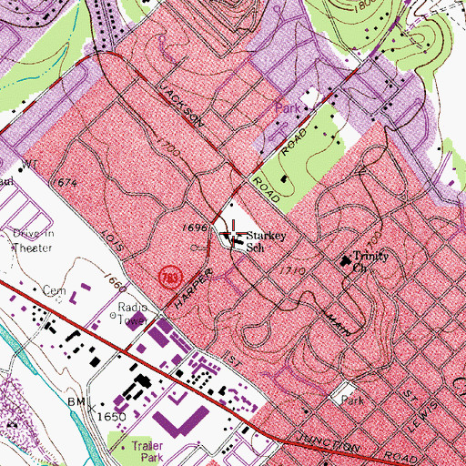Topographic Map of Starkey School, TX