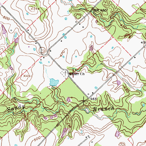 Topographic Map of Starr Church, TX