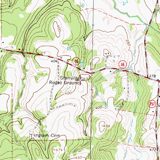 Topographic Map of Starrville Rodeo Ground, TX