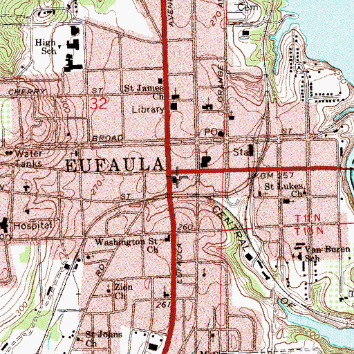 Topographic Map of First Methodist Church, AL
