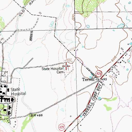 Topographic Map of State Hospital Cemetery, TX