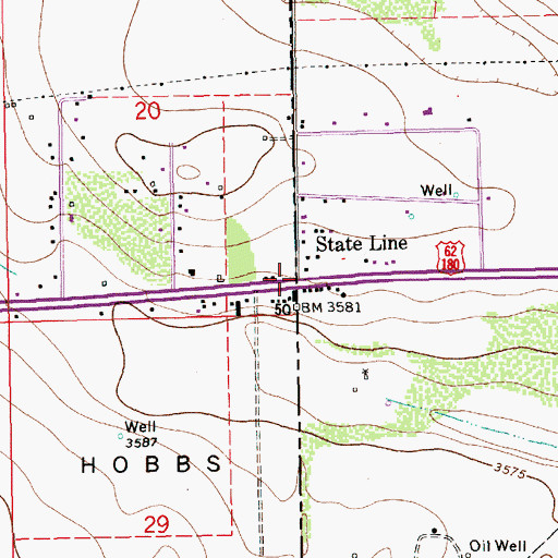 Topographic Map of State Line, TX