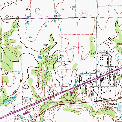 Topographic Map of Stean Cemetery, TX