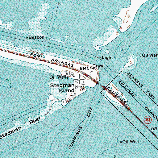 Topographic Map of Stedman Island, TX