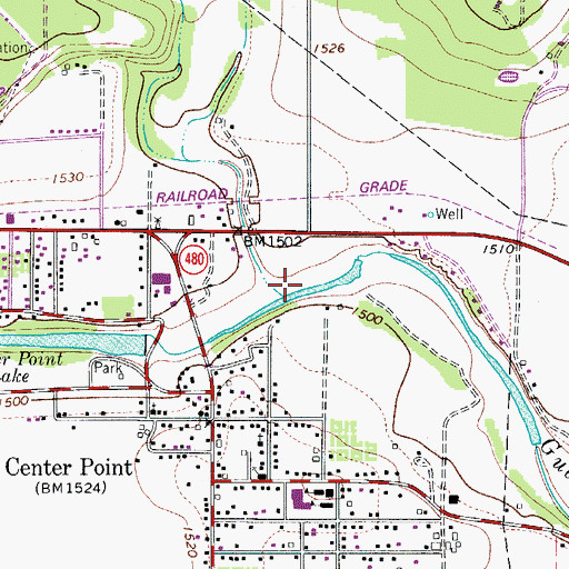 Topographic Map of Steel Creek, TX