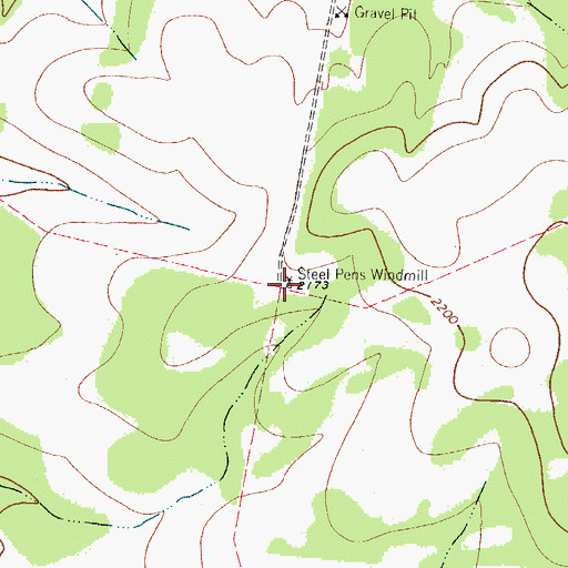 Topographic Map of Steel Pens Windmill, TX