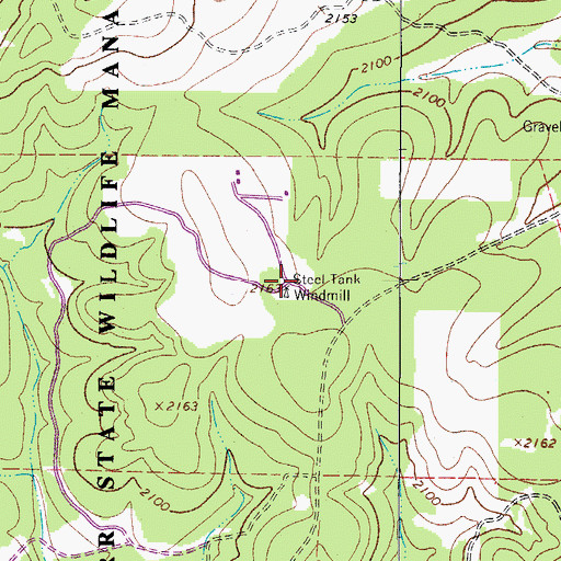 Topographic Map of Steel Tank Windmill, TX