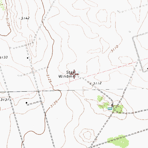 Topographic Map of Steel Windmill, TX