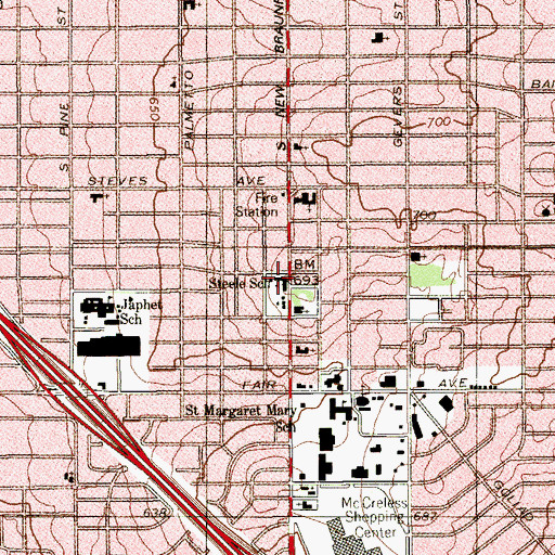 Topographic Map of Steele School, TX