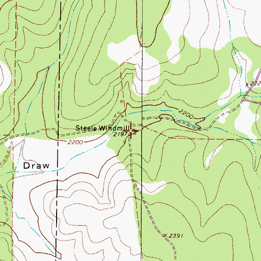 Topographic Map of Steele Windmill, TX