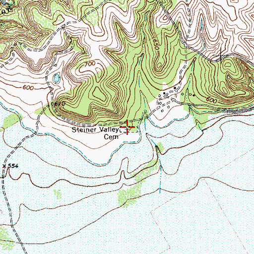Topographic Map of Steiner Valley Cemetery, TX