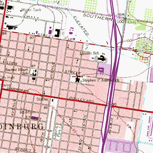 Topographic Map of Stephen F Austin School, TX