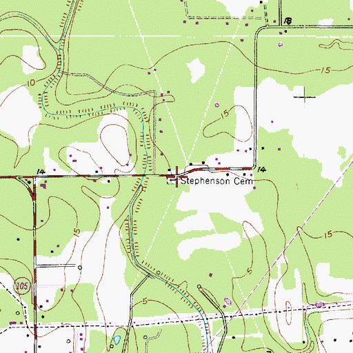 Topographic Map of Stephenson Cemetery, TX