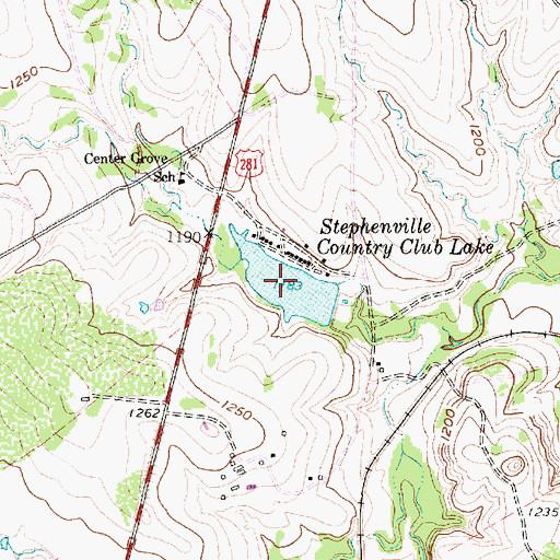 Topographic Map of Stephenville Country Club Lake, TX