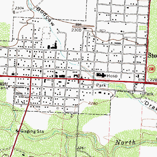 Topographic Map of Sterling City, TX
