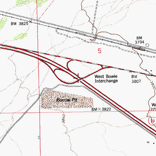 Topographic Map of West Bowie Interchange, AZ