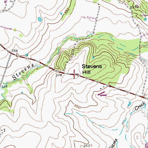 Topographic Map of Stevens Hill, TX