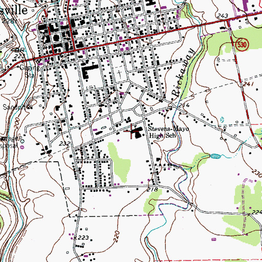 Topographic Map of Stevens-Mayo High School, TX