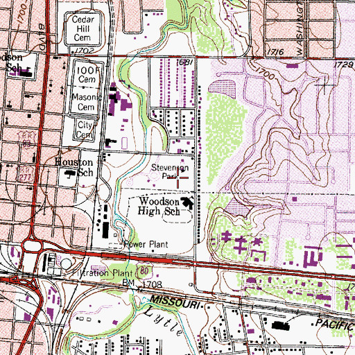 Topographic Map of Stevenson Park, TX