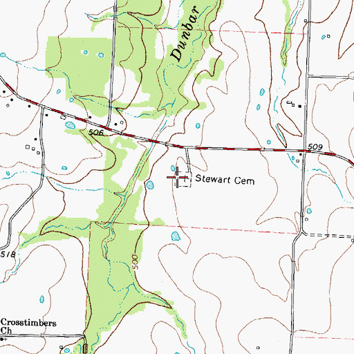 Topographic Map of Stewart Cemetery, TX