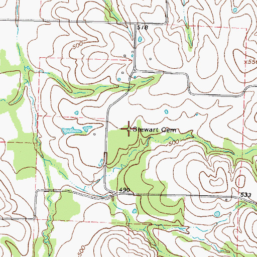 Topographic Map of Stewart Cemetery, TX