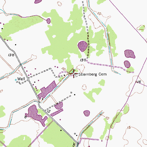 Topographic Map of Stiernberg Cemetery, TX