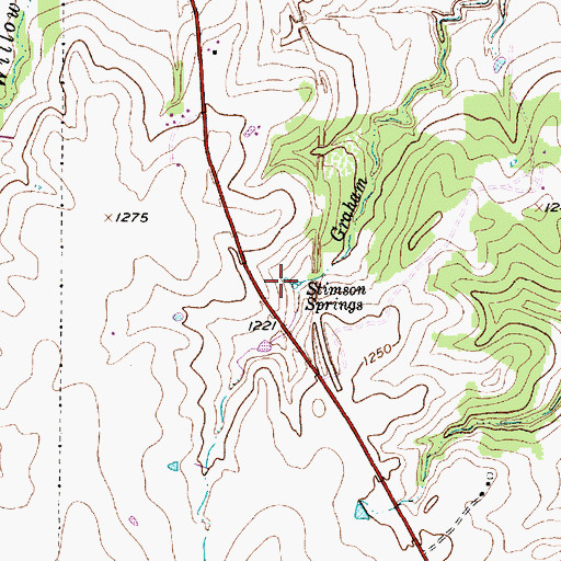 Topographic Map of Stimson Springs, TX