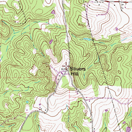 Topographic Map of Stivers Hill, TX
