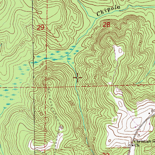 Topographic Map of Jernigans Mill (historical), AL
