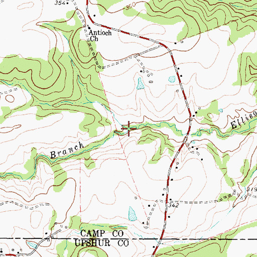 Topographic Map of Stoker Branch, TX