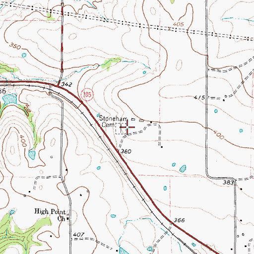 Topographic Map of Stoneham Cemetery, TX