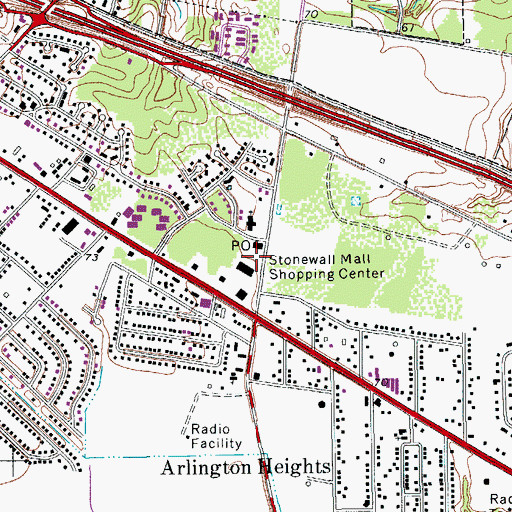 Topographic Map of Stonewall Mall Shopping Center, TX