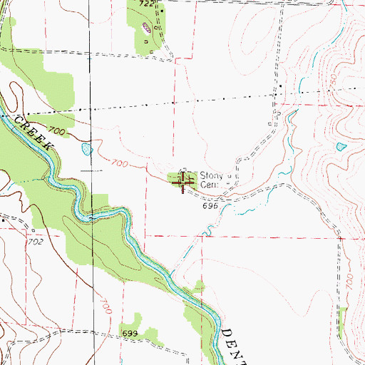 Topographic Map of Stony Cemetery, TX