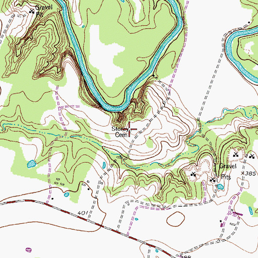 Topographic Map of Storey Cemetery, TX