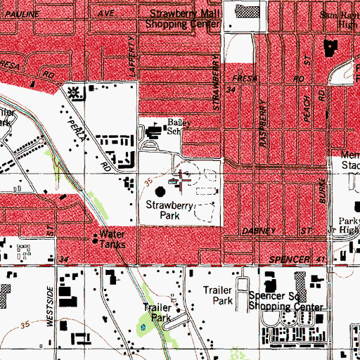 Topographic Map of Strawberry Park, TX