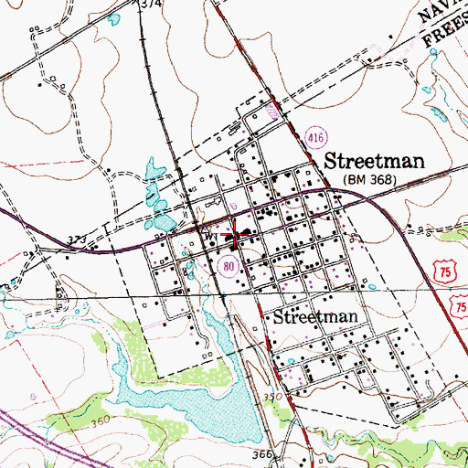 Topographic Map of Streetman, TX