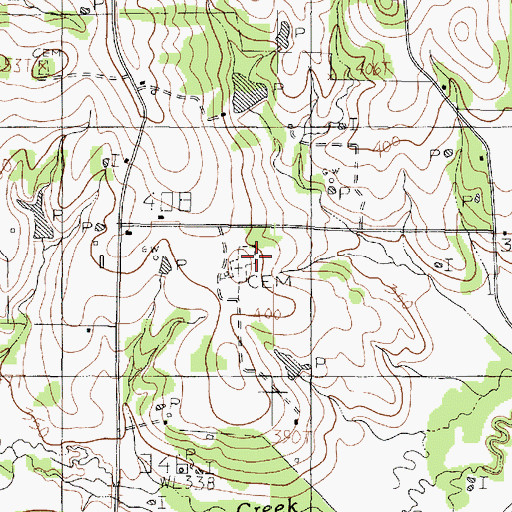 Topographic Map of Strong Cemetery, TX