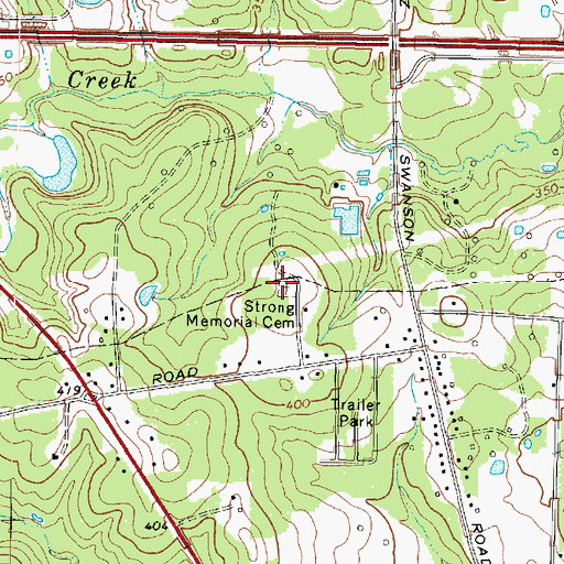 Topographic Map of Strong Memorial Cemetery, TX