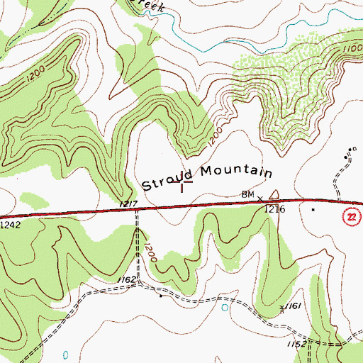 Topographic Map of Stroud Mountain, TX