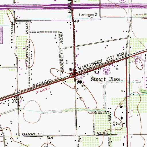 Topographic Map of Stuart Place, TX