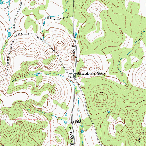 Topographic Map of Stubbins Gap, TX