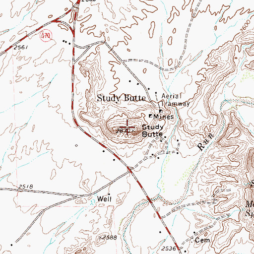 Topographic Map of Study Butte, TX