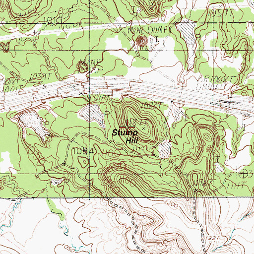 Topographic Map of Stump Hill, TX