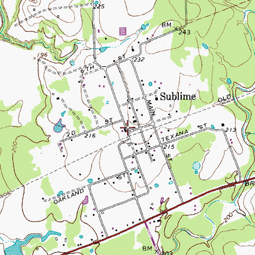 Topographic Map of Sublime, TX