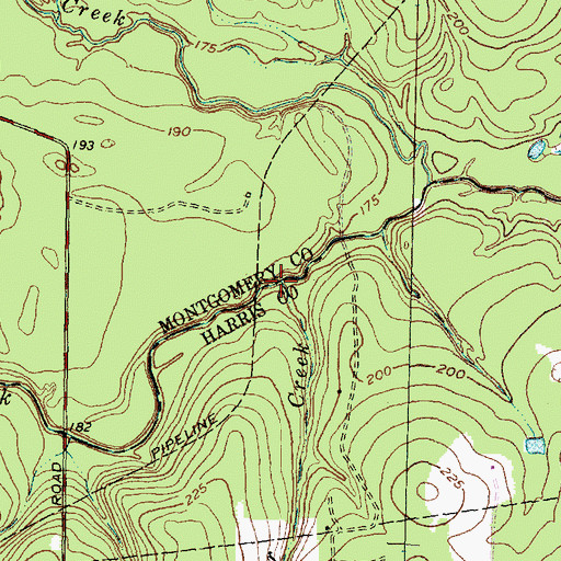 Topographic Map of Sugar Creek, TX