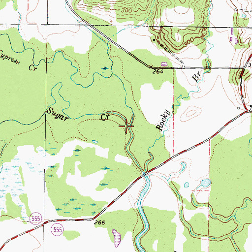 Topographic Map of Sugar Creek, TX
