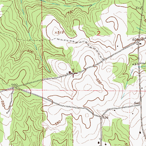 Topographic Map of Mercers Store (historical), AL
