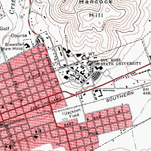 Topographic Map of Sul Ross State University, TX