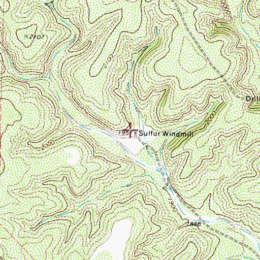 Topographic Map of Sulfur Windmill, TX